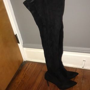 Simmi London Black Suede Thigh High Boots
